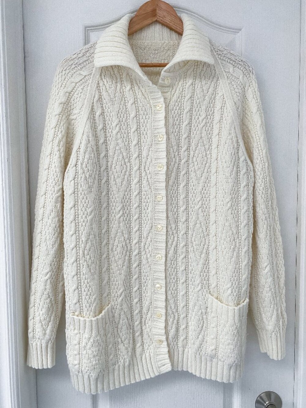 Cream Cable Knit Collared Cardigan Sweater | Cozy Cottagecore Preppy